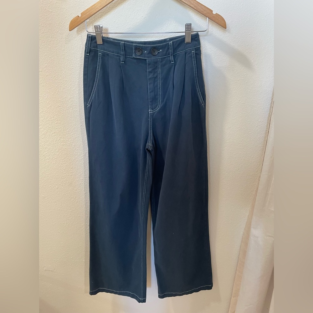 Monrow Cotton Twill Wide Leg Trouser - Picture 2 of 4